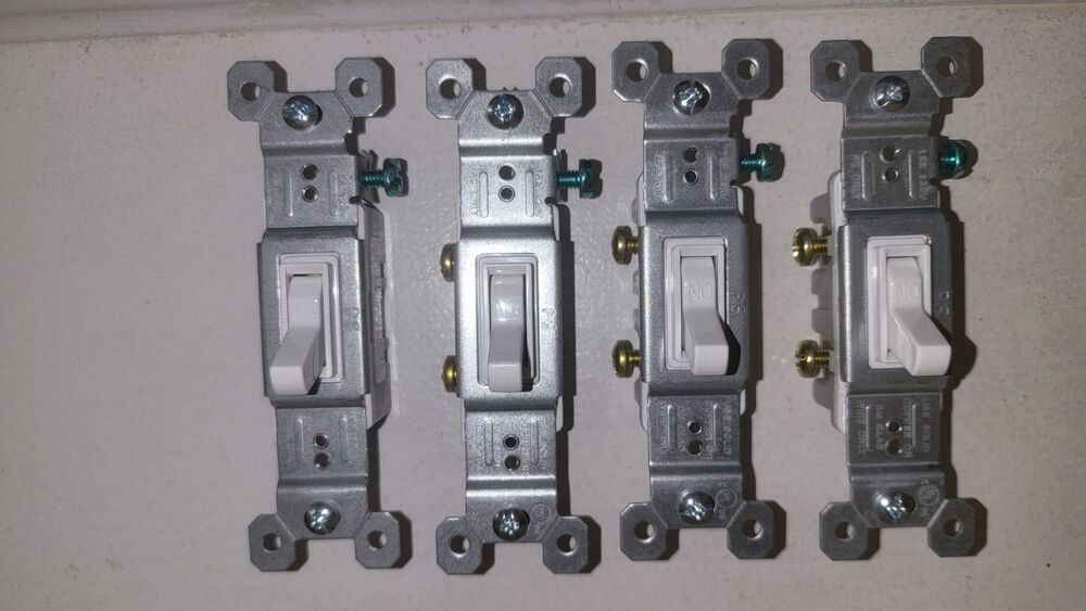 Toggle Wall Light Switch White Residential 15A 120V Lot of 4